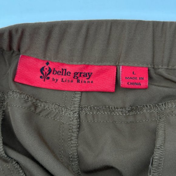 Belle Gray by Lisa Rinna Size L Taupe Light Brown Elastic Waist Pants - Picture 5 of 7